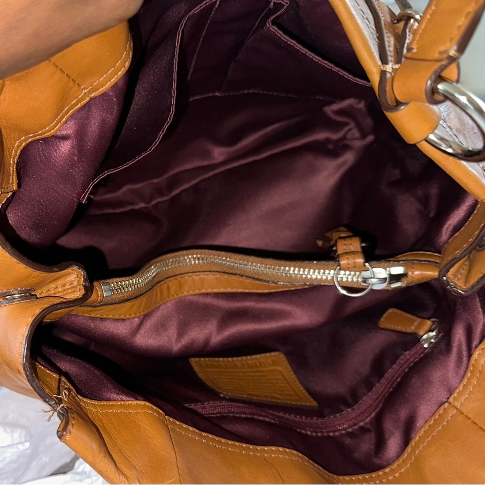 Coach Madison Leather Shoulder Bag Camel Tan Silver Hardware Satin Lining EUC - Picture 11 of 11